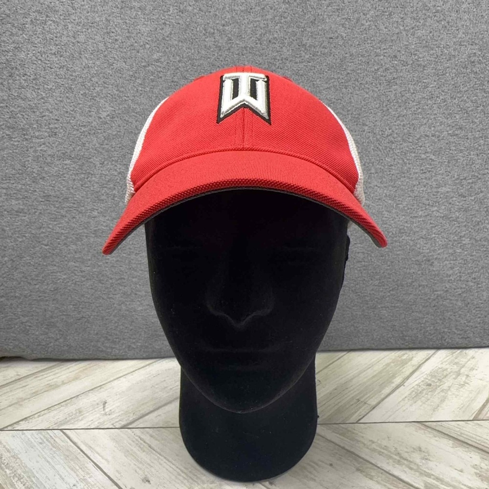 VTG Nike Tiger Woods Hat‎ Cap Flex Fit Mens M/L Red White VRS RZN Golf Trucker